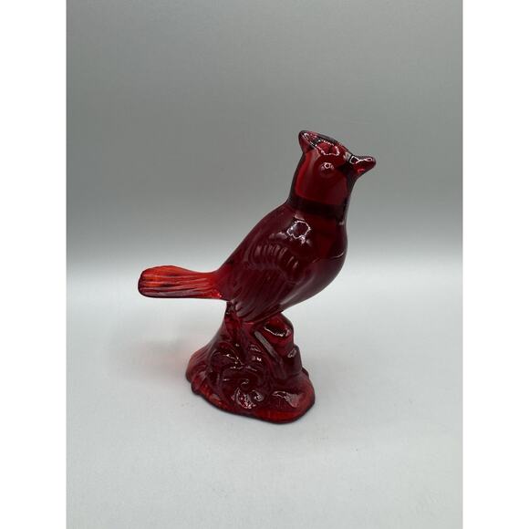 Mosser Glass Cardinal Figurine Ruby Red Paper Weight UV Glow Vintage - Picture 1 of 10